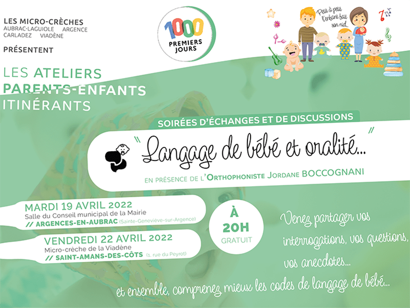 Affiche atelier langage bébé 1000 premiers jours petite enfance