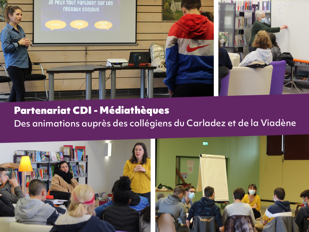 Animations projet CDI Médiathèques Communauté de Communes Aubrac Carladez et Viadène collèges Carladez Viadène