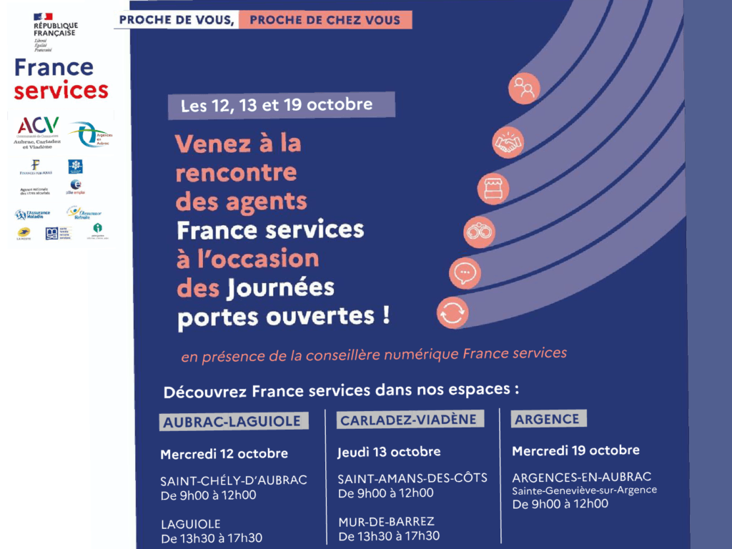 Portes ouvertes France Services 2022 programme Aubrac Carladez Viadène accueil café fouace