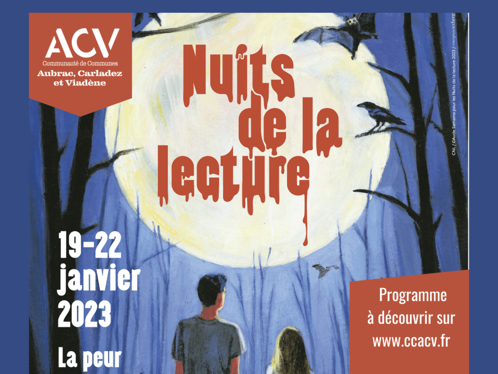 Visuel Nuits de la lecture 2023 - Aubrac Carladez Viadène