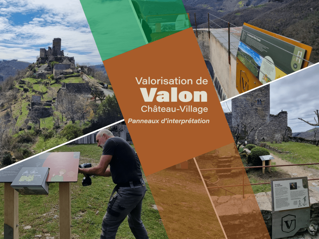Valorisation site Valon Château et village panneaux Lacroix-Barrez Aveyron