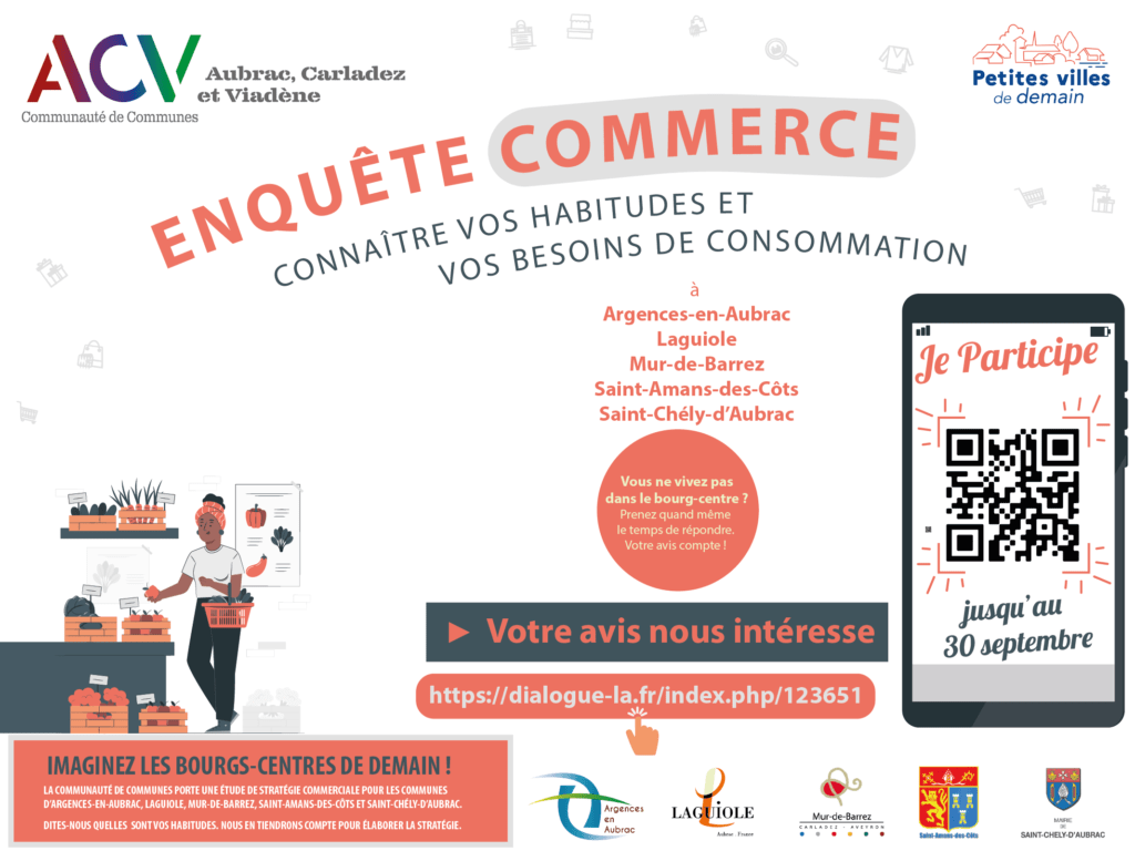 enquête commerce bourgs-centres Aubrac Carladez Viadène Argences-en-Aubrac Laguiole Mur-de-Barrez Saint-Amans-des-Côts Saint-Chély-d'Aubrac