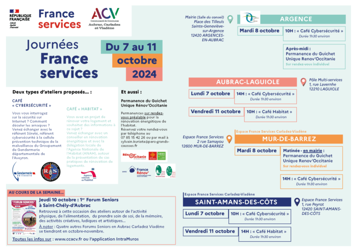Journées portes ouvertes France Services Aubrac Carladez Viadène octobre 2024 programme