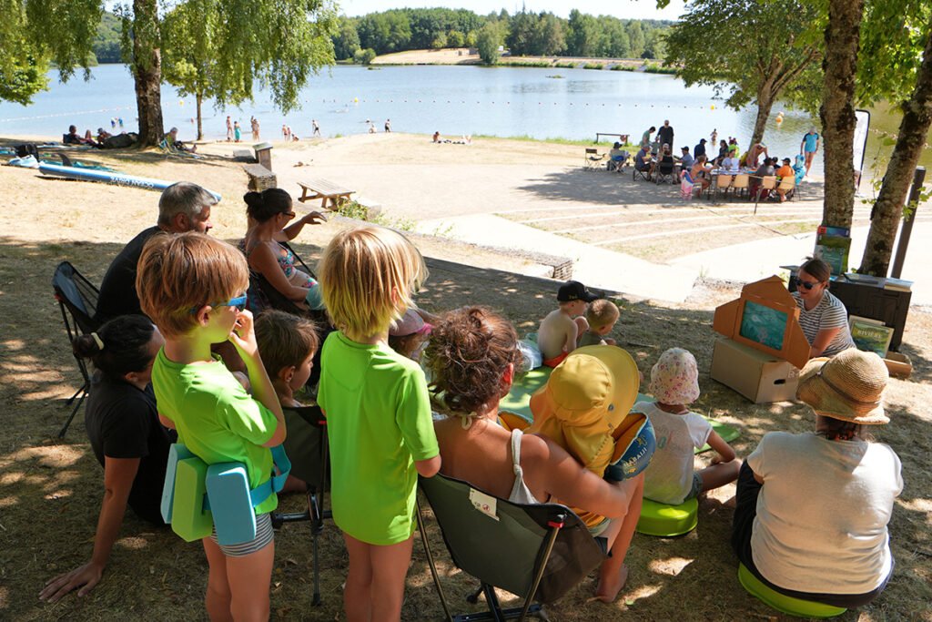 23 juillet 2026 : animation médiathèque viadène au lac de saint-gervais saint-symphorien-de-thénières haikus coloriages kamishibais lectures