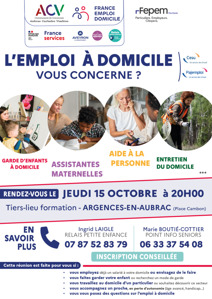 Réunion d'information sur l'emploi à domicile le jeudi 15 octobre 2026 à 20h